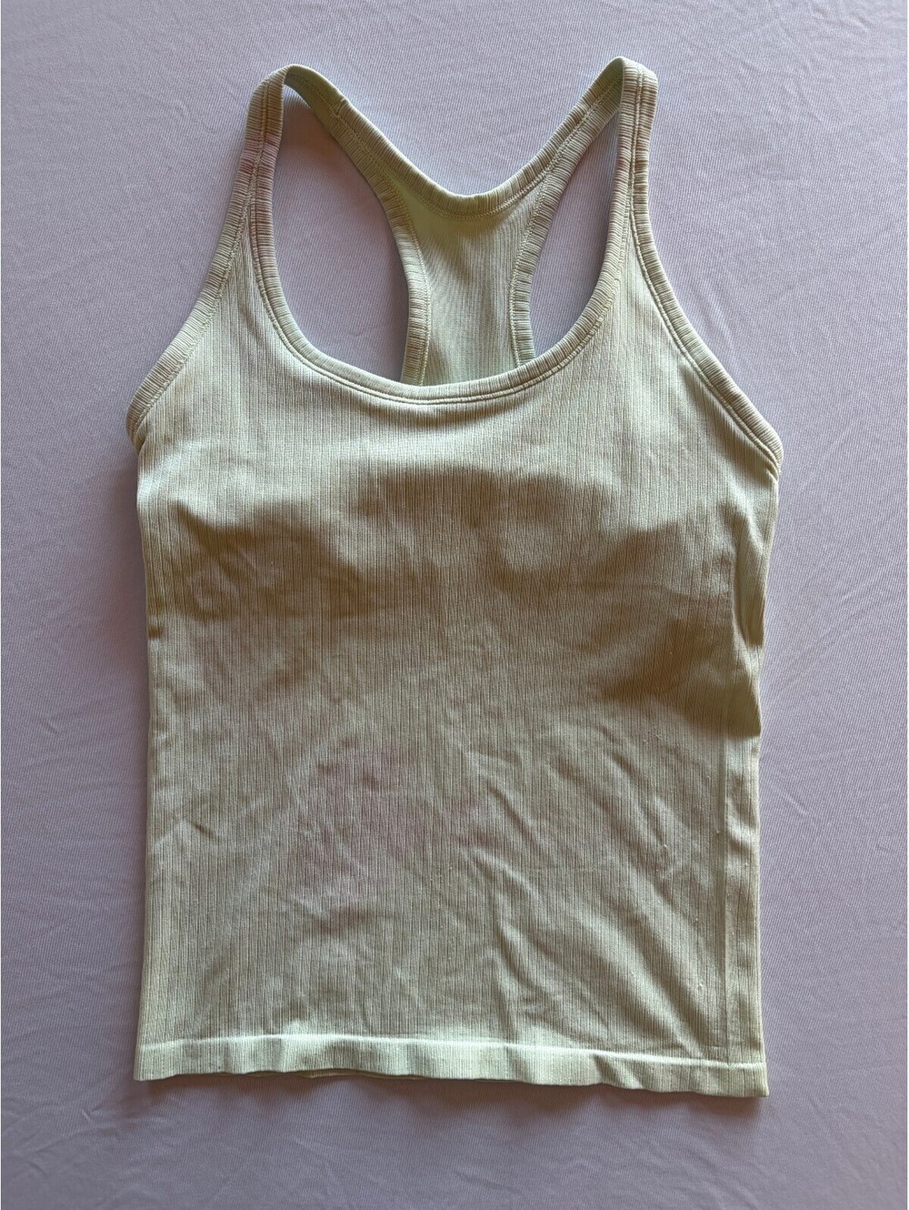 DSG Women’s Small Seamless Ribbed Racerback Tank Top Light Green Built-In Bra